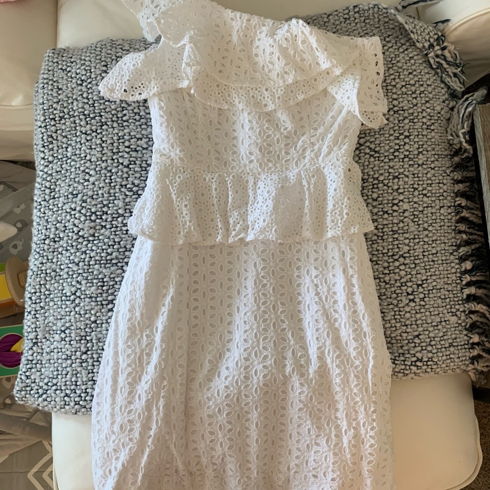White Lace One Shoulder Dress